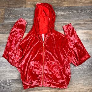 Fabletics Womens Vanessa Hudgens Velour Donna Zip Up Hoodie Cherry Burst Red